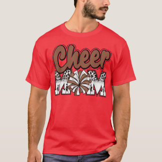 Cheer Mom Gold Leopard Letters Cheer Pom Poms  T-Shirt