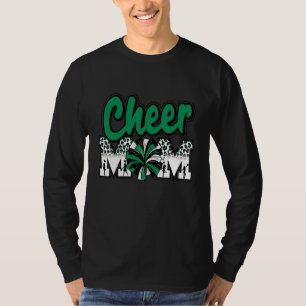 Cheer Mom Green Black White Leopard Letters Cheer T-Shirt