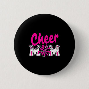 Cheer mom hot pink black leopard letters cheer pom 6 cm round badge
