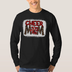 Cheer Mom Leopard Bleached Womens Proud Cheerleade T-Shirt
