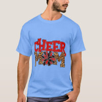 Cheer Mom Leopard with Red and Black Pom Poms