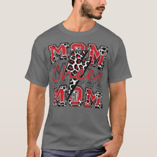 Cheer Mom Lightning Bolt Cheer leopard Red T-Shirt