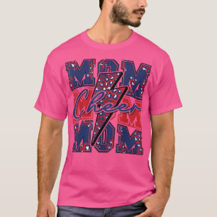 Cheer Mom Lightning Bolt Cheer LeopardNavy Red T-Shirt