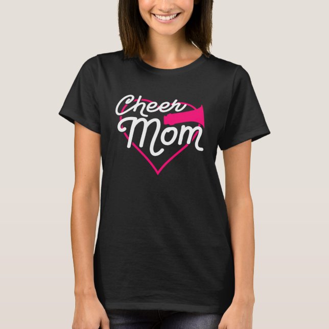 Cheer Mom Love Support Heart Cheerleader Fun Spots T-Shirt (Front)