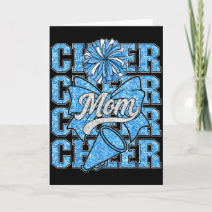 Cheer Mom Mama Bow Srt Cheerleading Squad Blue Che Card