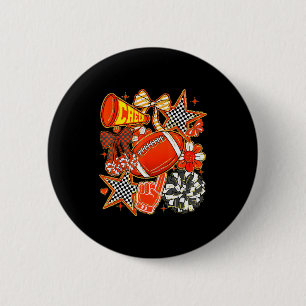 Cheer Mom Orange Cheerleader Game Day Cheer Mama F 6 Cm Round Badge