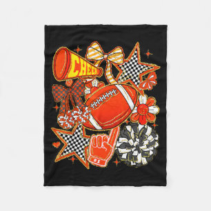 Cheer Mom Orange Cheerleader Game Day Cheer Mama F Fleece Blanket