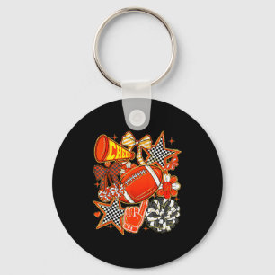 Cheer Mom Orange Cheerleader Game Day Cheer Mama F Key Ring