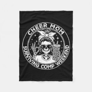 Cheer Mom Surviving Comp Weekend Funny Cheerleadin Fleece Blanket