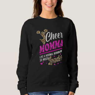 Cheer Momma Biggest Fan Leopard Print And Pom Pom Sweatshirt