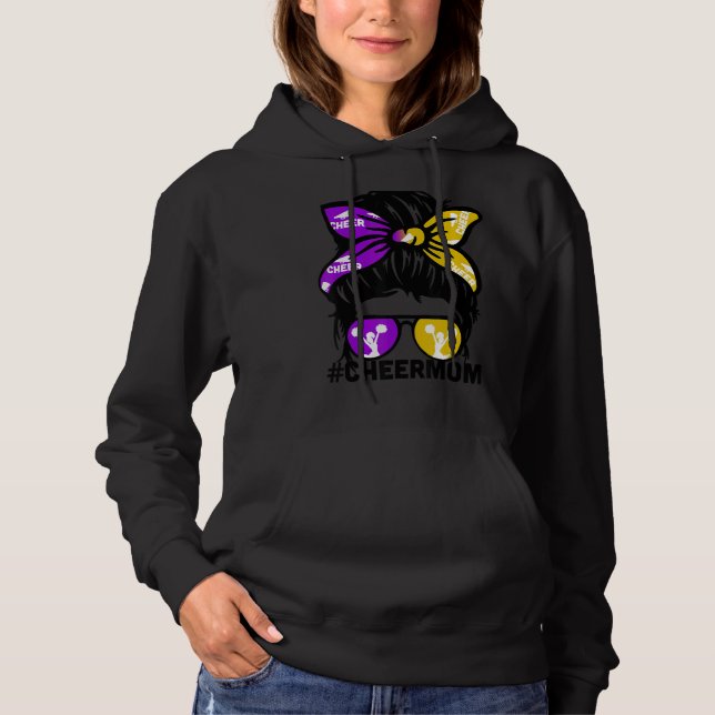 Cheer Mother Mama Puple & Gold Cheerleading Mum Me Hoodie (Front)