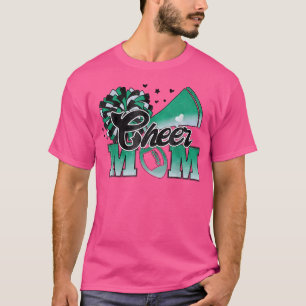 Cheer Mum Biggest Fan Cheerleader Black Green Whit T-Shirt