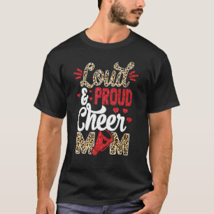 Cheer Mum Biggest Fan Leopard Print And Pom Pom T-Shirt