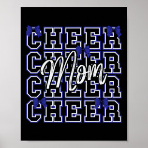 Cheer Mum Blue Bow School Sport Cheerleader Cheerl Poster