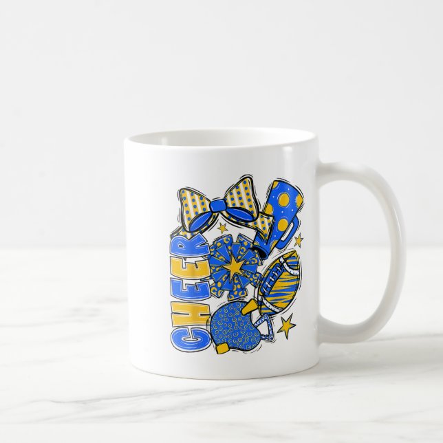 Cheer Mum Blue Cheerleader Game Day Cheer Mama Foo Coffee Mug (Right)