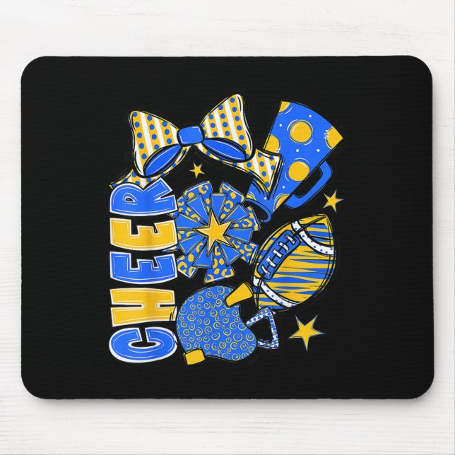 Cheer Mum Blue Cheerleader Game Day Cheer Mama Foo Mouse Mat (Front)