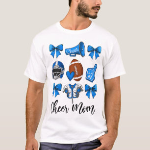 Cheer Mum Blue Women Cheerleading Footll Coquette T-Shirt