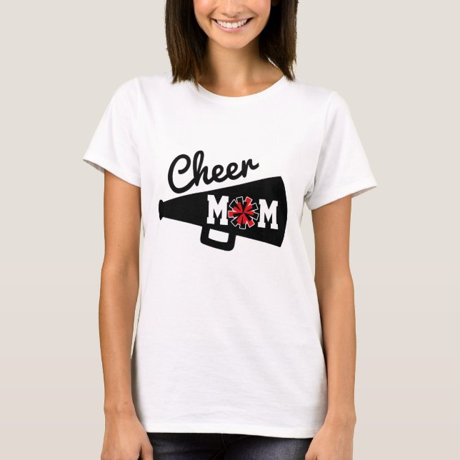 Cheer Mum Cheerleading Black White Red T-Shirt (Front)