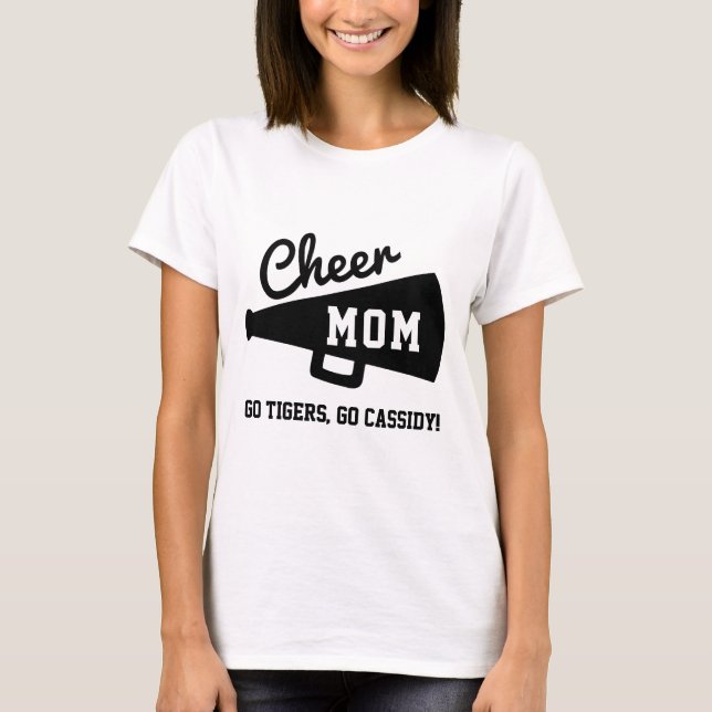 Cheer Mum Cheerleading Custom Team & Name Grey T-Shirt (Front)