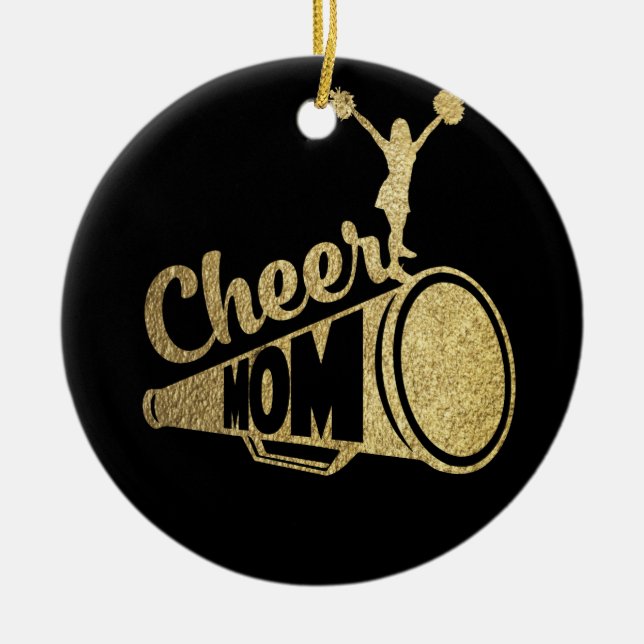Cheer Mum Cheerleading Faux Gold Ceramic Tree Decoration (Front)