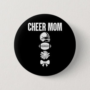 Cheer Mum Footll Helmet Pom Poms Bow 6 Cm Round Badge