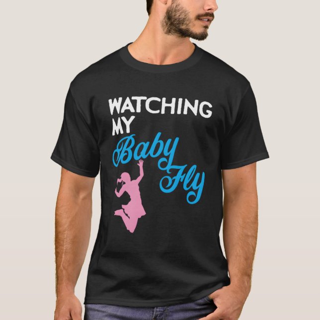 Cheer Mum Gift Watching My Baby Fly Cheerleader Fl T-Shirt (Front)