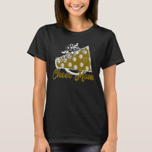 Cheer Mum Gold Megaphone with Heart Flowers Accent T-Shirt