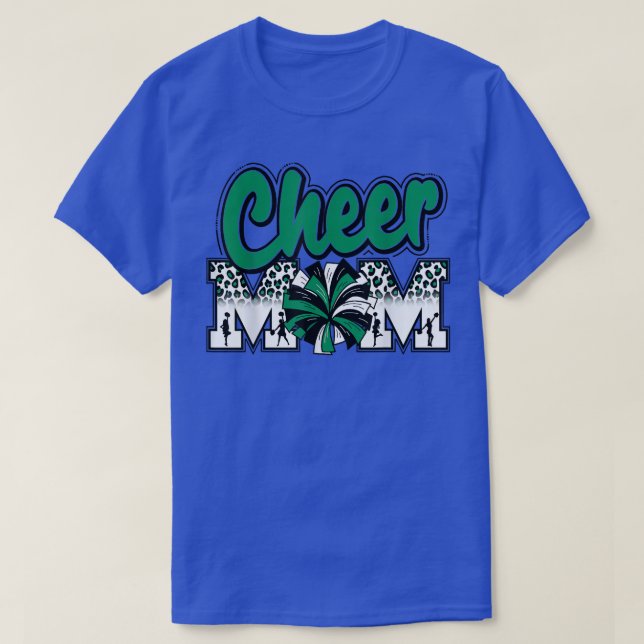 Cheer Mum Green Black White Leopard Letters Cheer  T-Shirt (Design Front)
