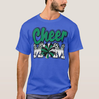 Cheer Mum Green Black White Leopard Letters Cheer  T-Shirt