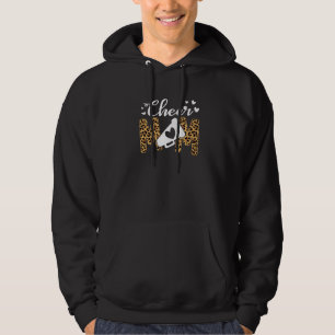 Cheer Mum Leopard Messy Bun Cheerleader Bleached M Hoodie