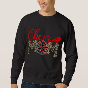 Cheer Mum Leopard Print Black And Red Pom Pom Sweatshirt