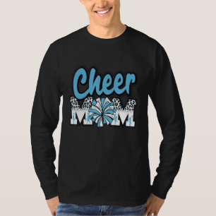 Cheer Mum Light Blue Leopard Letters Cheer Pom Pom T-Shirt
