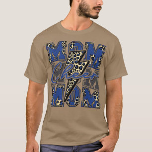 Cheer Mum Lightning Bolt Cheer Leopard Blue T-Shirt