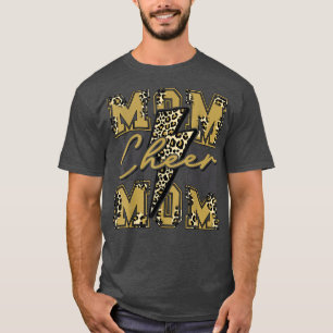 Cheer Mum Lightning Bolt Cheer Leopard Gold T-Shirt