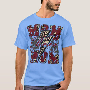 Cheer Mum Lightning Bolt Cheer Leopard Maroon T-Shirt