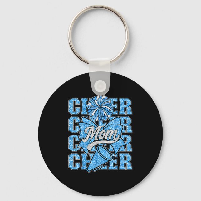Cheer Mum Mama Bow Srt Cheerleading Squad Blue Che Key Ring (Front)