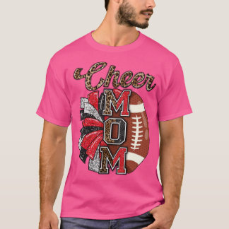 Cheer Mum Maroon Leopard Letters Cheer Pom Poms3 T-Shirt