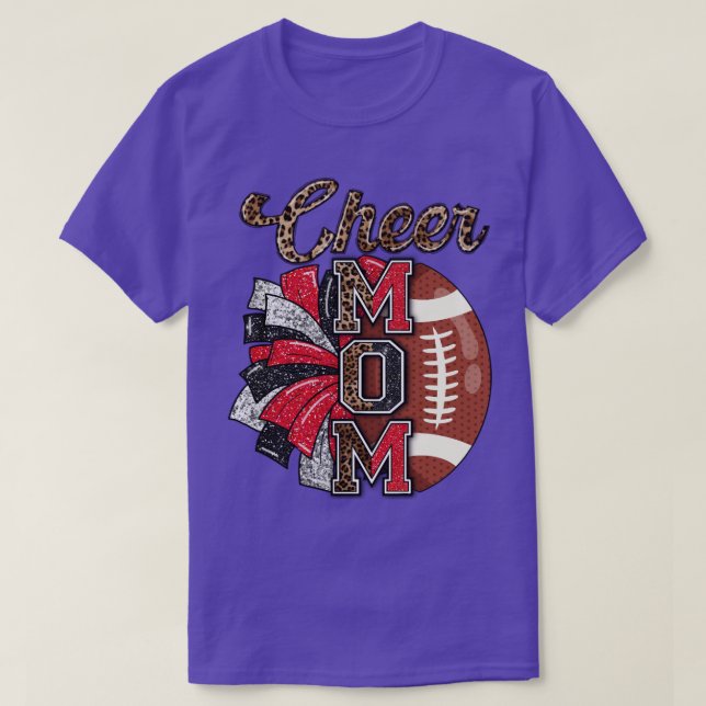 Cheer Mum Maroon Leopard Letters Cheer Pom Poms3 T-Shirt (Design Front)