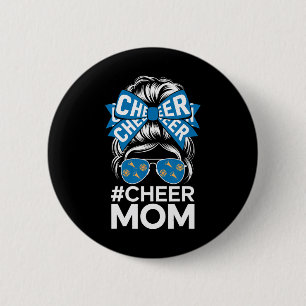 Cheer Mum Sports Fan Bow Sungles Cheerleading Supp 6 Cm Round Badge