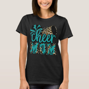 Cheer Mum Teal Leopard Cheer Poms & Megaphone T-Shirt