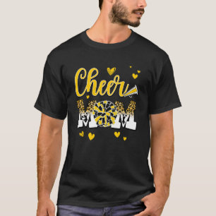 Cheer Mum Yellow Black White Leopard Letters Cheer T-Shirt