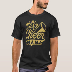 Cheer Nana Biggest Fan Cheerleader Black Yellow Go T-Shirt