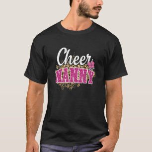 Cheer Nanny Biggest Fan Leopard Print And Pom Pom T-Shirt