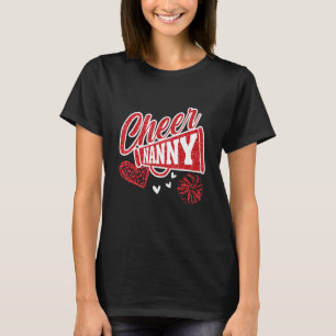 Cheer Nanny Biggest Fan Leopard Print And Pom Pom  T-Shirt