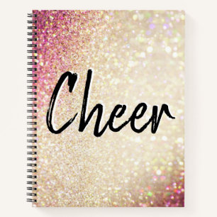 Cheer Notebook Faux Gold and Pink Glitter