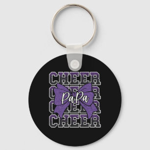 Cheer Papa Dad Bow Sport Cheerleader Cheerleading  Key Ring