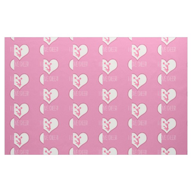 Cheer/Pom White Heart Custom Text Fabric (Fat Quarter)