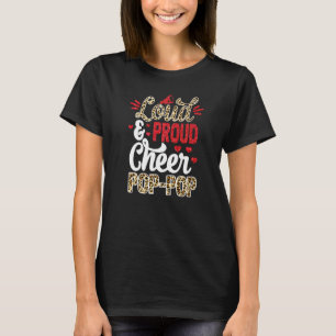 Cheer Pop Pop Biggest Fan Leopard Print And Pom Po T-Shirt