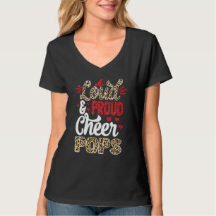 Cheer POPS Biggest Fan Leopard Print And Pom Pom T-Shirt