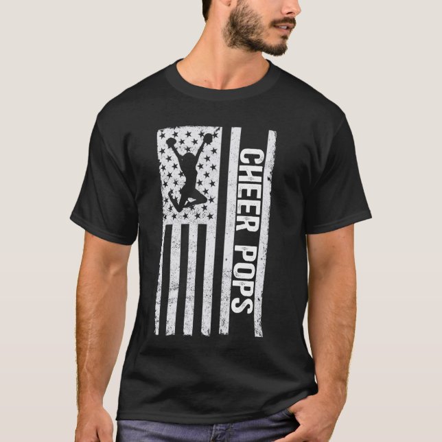 Cheer Pops Of A Cheerleader Pops US Flag Cheerlead T-Shirt (Front)